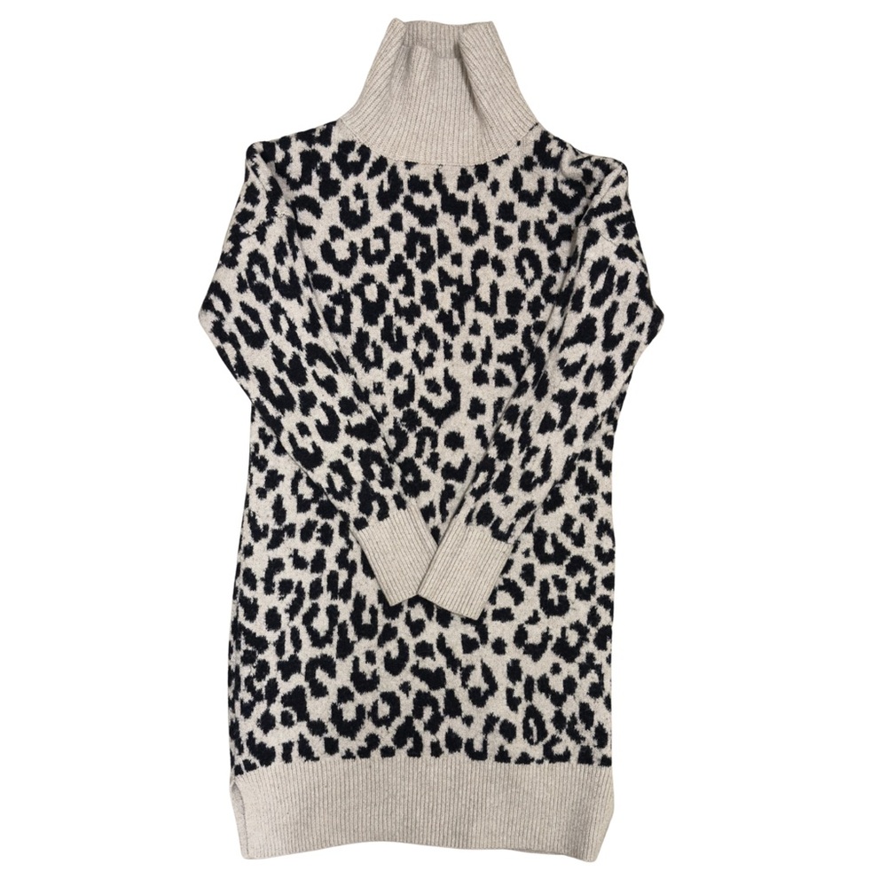 Leopard Turtle Neck Sweater Dress